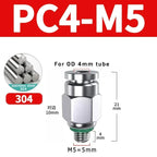 Stainless Steel PC-G Pneumatic Push-In Fitting, Straight Male G Thread Air Tube Connector for Air Compressor & Pneumatic Systems