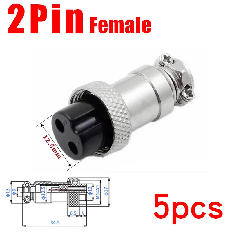 5Pcs GX16 Aviation Connector 2/3/4/5/6/7/8/9/10 Pin Male Plug Female Socket 16mm Wire Panel Mount Nut Type Circular Adapter