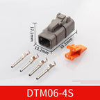 Automotive connector Dechi plug-in DTM06-2S male and female mating heavy truck wiring harness waterproof plug DTM04-2P