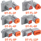 Deutsch DT Series IP68 Waterproof Connector with Fixed Flange Plug DT04-2P/12P for Auto/Truck/Bus Wiring 22-16AWG