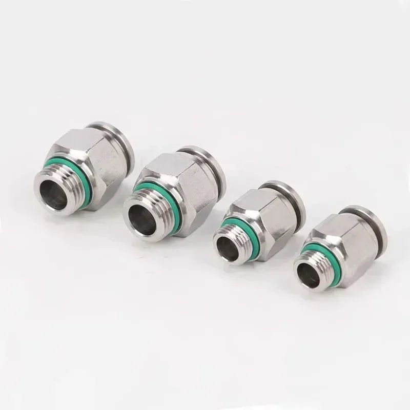 Stainless Steel PC-G Pneumatic Push-In Fitting, Straight Male G Thread Air Tube Connector for Air Compressor & Pneumatic Systems