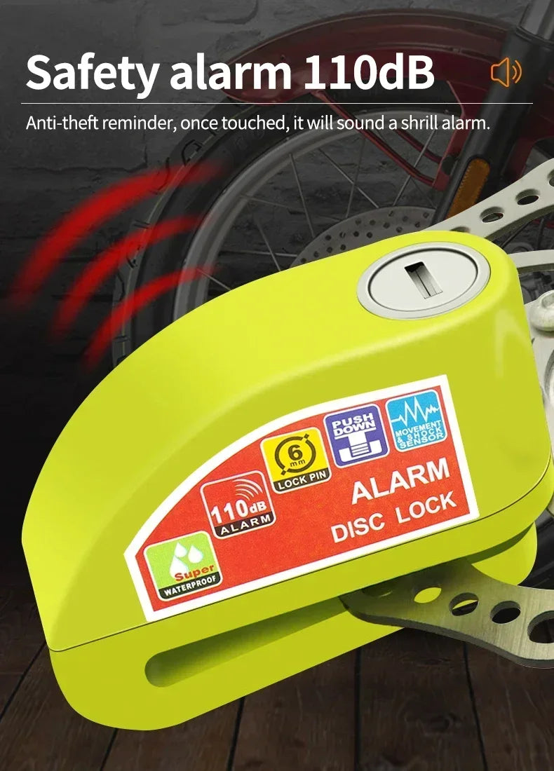 Motorcycle Bicycle Lock Alarm Safety Protection Padlock Disc Aluminum Alloy Anti-Theft Reminder Rope Lock Bag Motorcycle Amagi