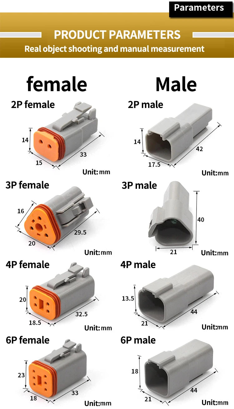 5/20/100 Sets Deutsch DT Connector With 15cm Wire Harness Waterproof Electrical Car Socket Plug DT06-2S DT04-2P 2/3/4/6/8/12P