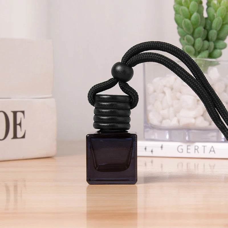 1Pcs Dyed Square Cap Black Cap Empty Bottle Car Essential Oil Diffuser Fragrance Air Freshener Scent Perfume Bottle Ornament