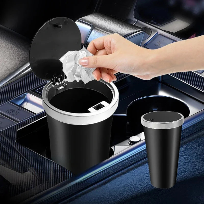 Auto Garbage Bin Ashtray Leak-proof Car Cup Holder Trash Can with Cover Storage Box Bucket Waterproof Acessory Amagi