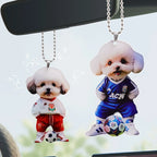 Acrylic Dog Car Pendant for Rearview Mirror Cute Poodle Keychain 2D Flat Ornament Auto Home Christmas Gift Backpack Decoration