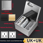 Hidden Floor Socket with USB Charging Ports, 304 Stainless Steel Underground Power Outlet, EU FR BR IL IT Standard, 130×130mm