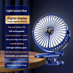 Car Clip-on Fan 5 Speed Quiet Rechargeable Desktop Portable Air Circulator Wireless Fan with LED Light for Office Amagi