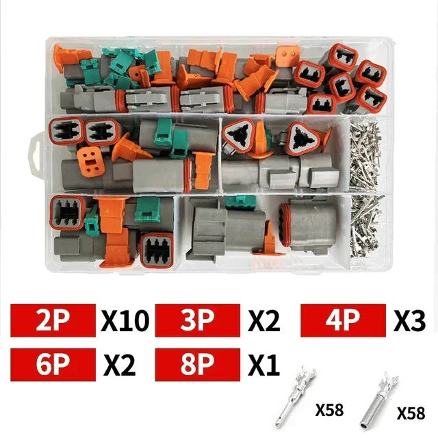 1Set Deutsch DT Series Multi-Pin Bundle (2P/3P/4P/6P/8P) | 22-16AWG Sealed Plug & Socket for Auto Electronics Upgrade DT04-2P