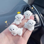 Luminous Cute Puppy Bichon Frise Small Ornaments Car Center Console Lighting Decoration Universal Cars Interior Accessories