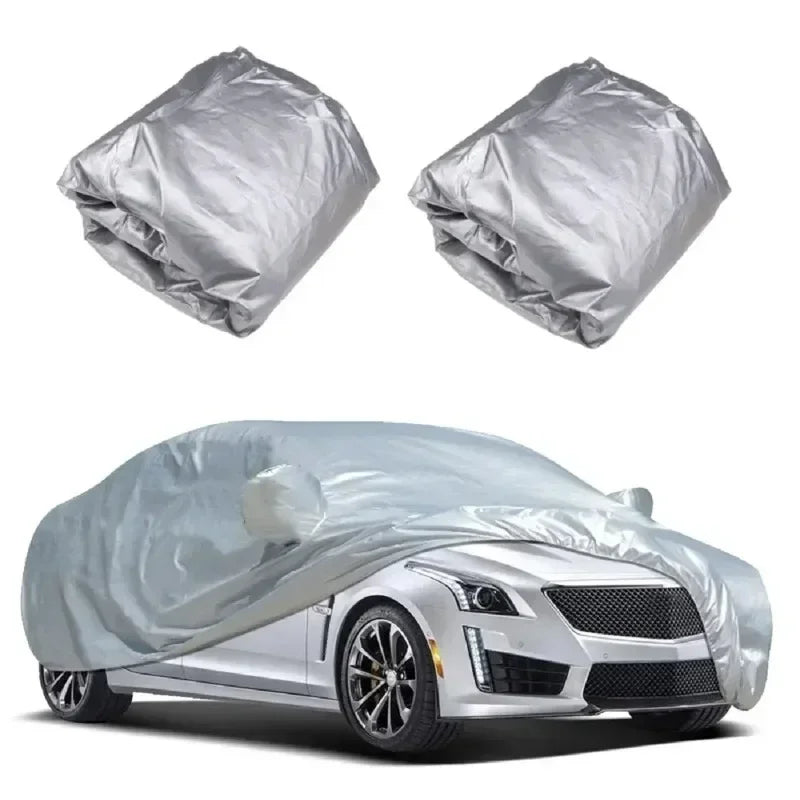 Universal Fit Full Car Cover Waterproof Dustproof All-Season PE Film Coat with Aluminum Protective Sunshade UV Ray Reflection