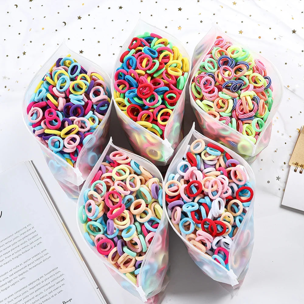 100/300PCS Small Colorful Nylon Elastic Hairband Girls Kids Ponytail Hold Hair Tie Rubber Bands Rope Scrunchie Hair Amagi