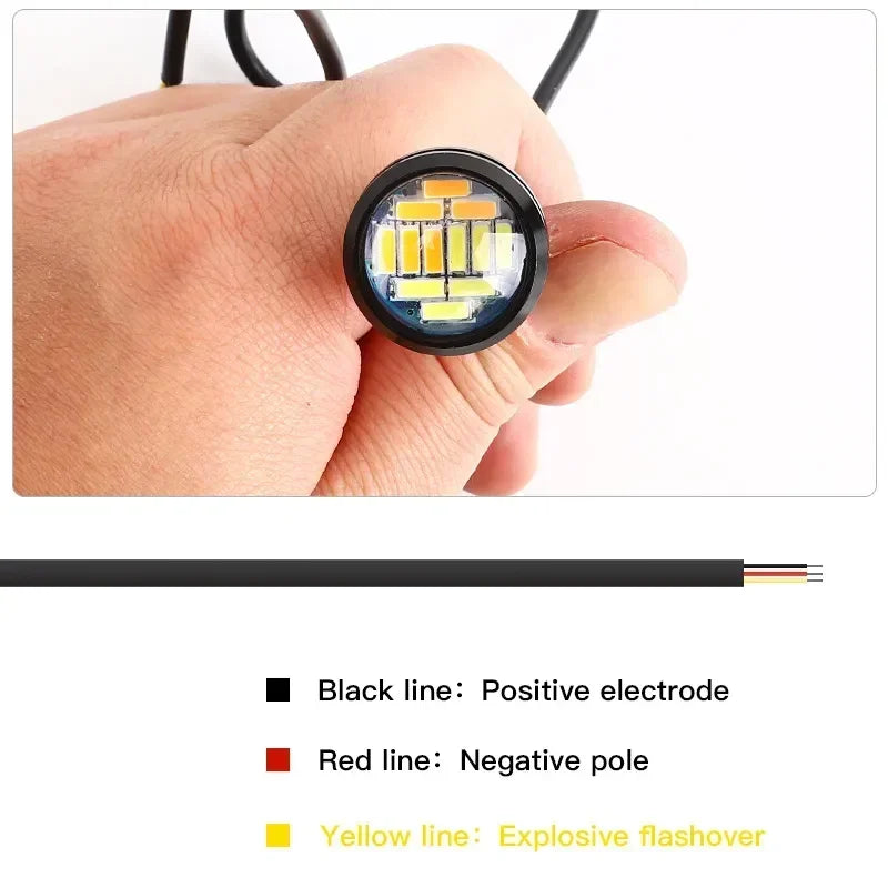 2pcs 23mm High Power White Eagle Eye LED Lights DRL Daytime Running Fog Light Tail Backup Warning Lights Car Motorcycle amabilis