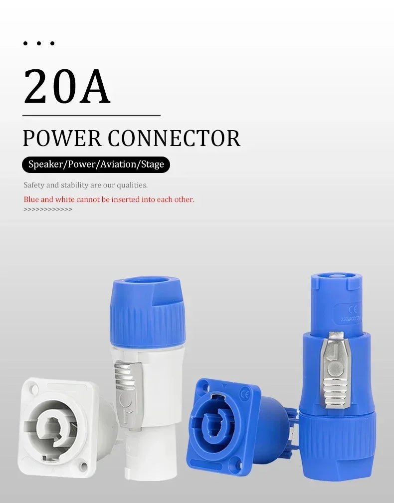 5/10/20PCS 3Pin NAC3FCA NAC3FCB Power Connector Stage Lighting Speakon Male Plug Blue (Input)+White (Output) Plug+Female Socket