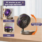 Foldable Desktop Fan Mini Wall-Mounted Car With Warm Night Light Rechargeable 4 Gears Adjustable Portable Air Circulation Amagi