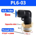 PL Push to Connect Tube Fitting Male Elbow PL4/6/8/10/12mm Tube OD x M5/01/02/03/04 Thread Pneumatic Air Push Fit Lock Fitting