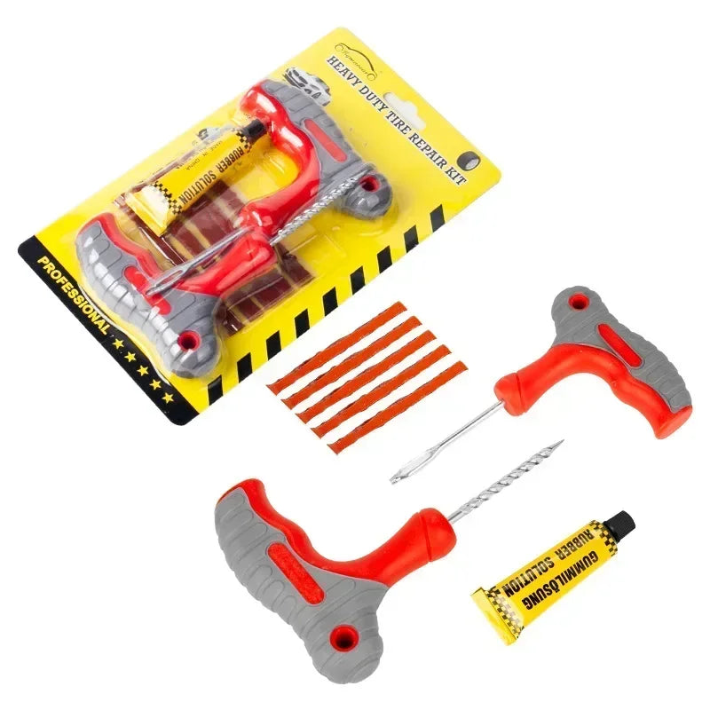 Car Tire Repair Tool Kit with Rubber Strips Tubeless Tyre Puncture Studding Plug Set Motorcycle Truck Vacuum Tire Repair Amagi
