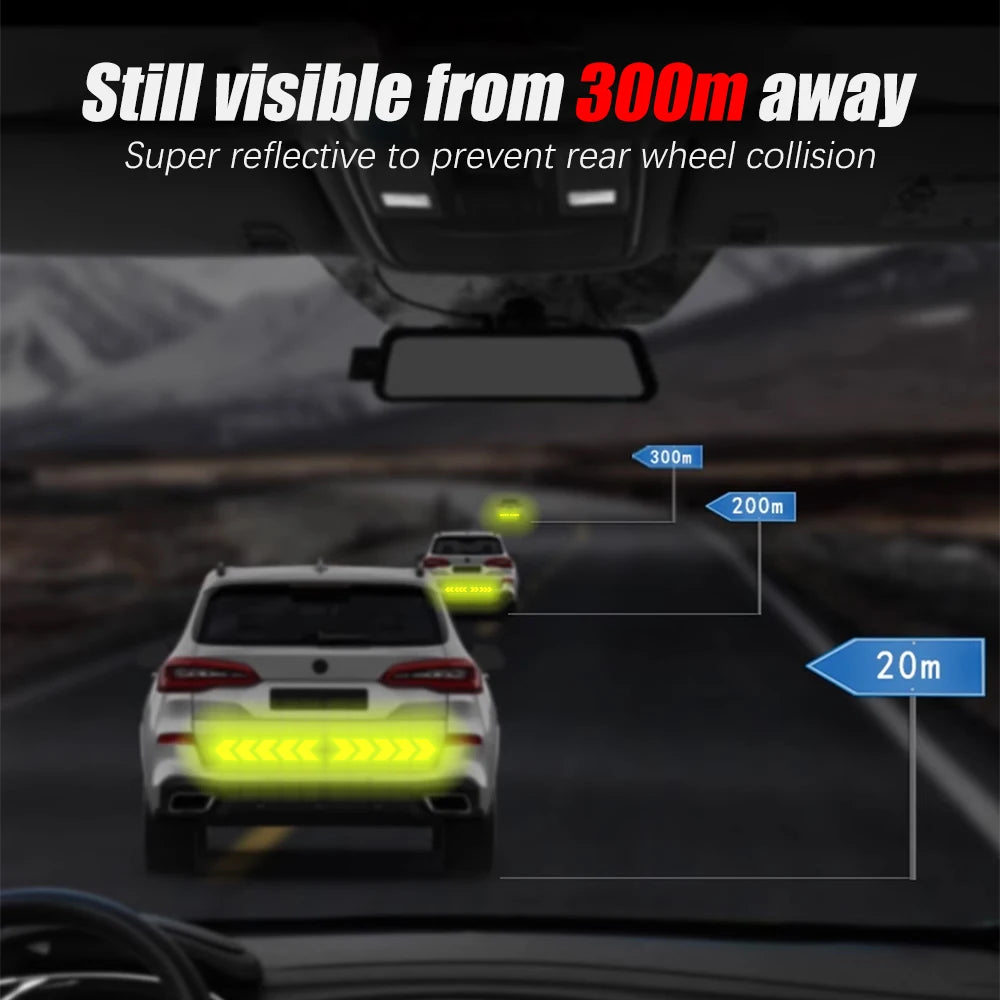 10pcs Car Reflective Arrow Sticker Safety Warning Sticker for Car Bumper Trunk Reflector Hazard Tape Car Styling Luminous Film