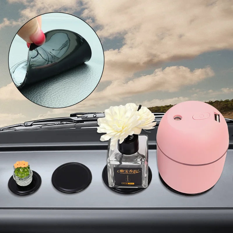 Car Non-slip Mat Silicone Round Anti-skid Toy Pad Gel for Mobile Phone Key Holder Sticker Pad Interior Accessories