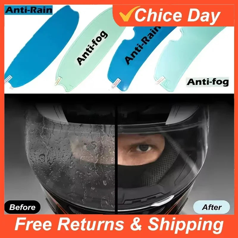 Crystal-Clear Helmet Anti-Fog Film–Nano Rain-Repellent Visor Shield for Day/Night Riding, Zero Distortion, Easy DIY Application