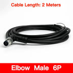 2m M8 Sensor Connector Cable, Straight & Right Angle Options, Male/Female, 3/4/5/6/8 Pin, Waterproof Molded Plug for Industry