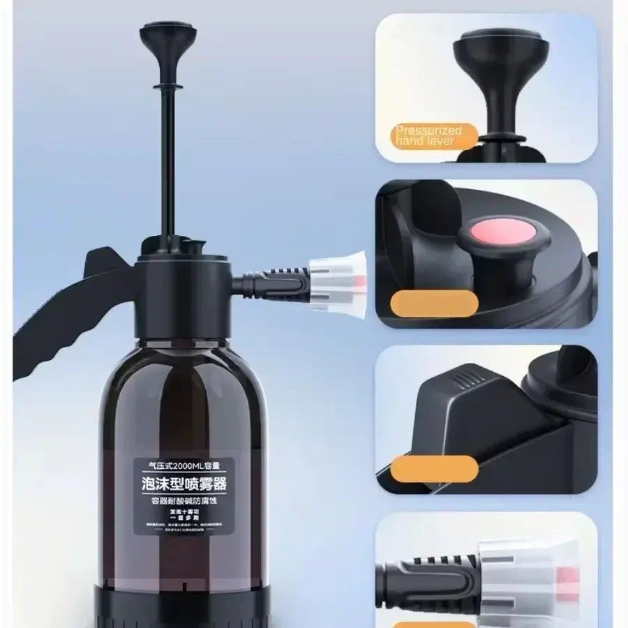 High Pressure 2L Household Car Dual-use Cleaning Foam Spray Pot Acid Alkali Resistant Large Capacity Glass Spray Pot Fan Amagi