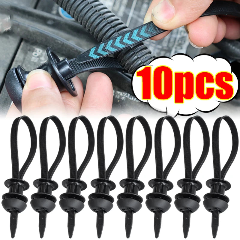 10/1pcs Black Nylon Car Motocycle Base Plate Cable Plastic Loop Tag Self-Locking Zip Ties Installation FIxed Seat Frame Clips