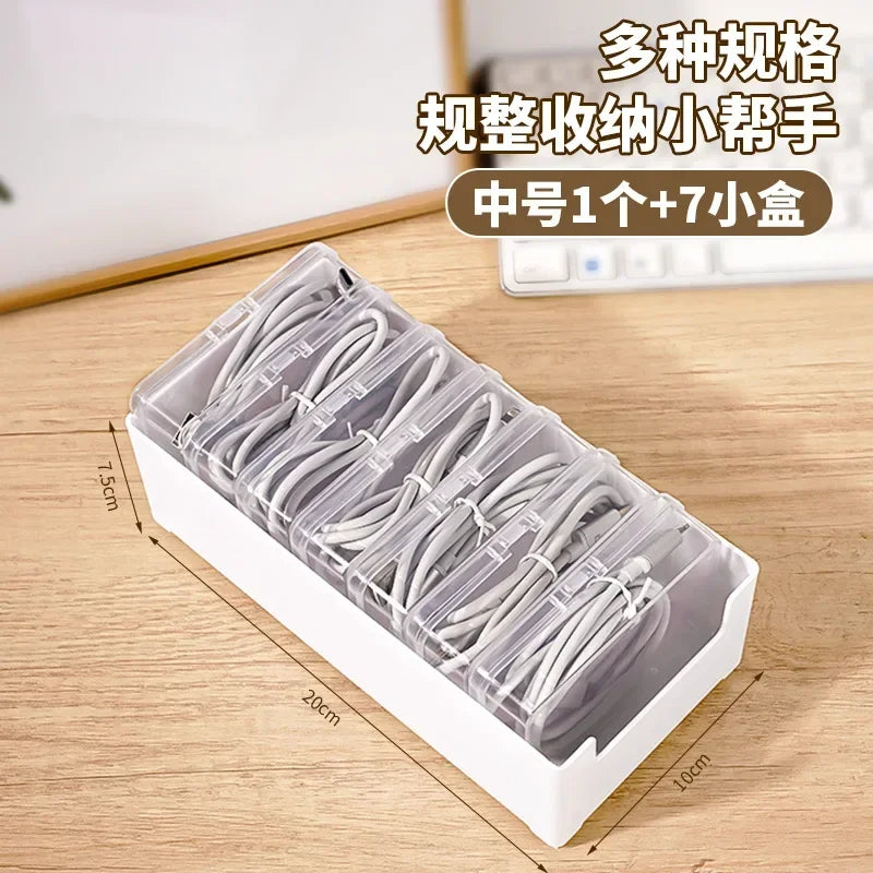 Data Cable Storage Box Home Phone Charger Separate Storage Box Desktop Cable Organizer Multifunctional Storage Organizer Amagi