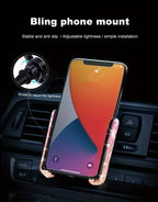Car Phone Holder Women Diamond Crystal Car Air Vent Mount Clip Mobile Phone Holder Stand in Car Bracket Interior Amagi