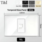 118x75mm Tempered Glass US-Thai Socket: Dual USB-C Ports & 2 AC Outlets for 110V, Scratch-Resistant Panel