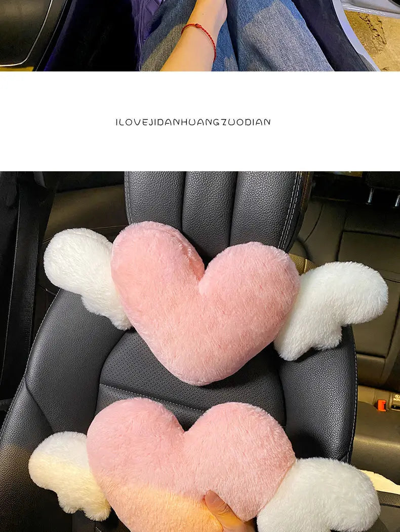 Car head pillow neck pillow cute cartoon love heart back pillow waist pillow seat back cushion Automotive Car Accessories New