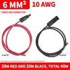 Solar PV Extension Cable Black Red 6mm² 10AWG Wire with DC Male Female Connector Waterproof Plug for Solar Panel System