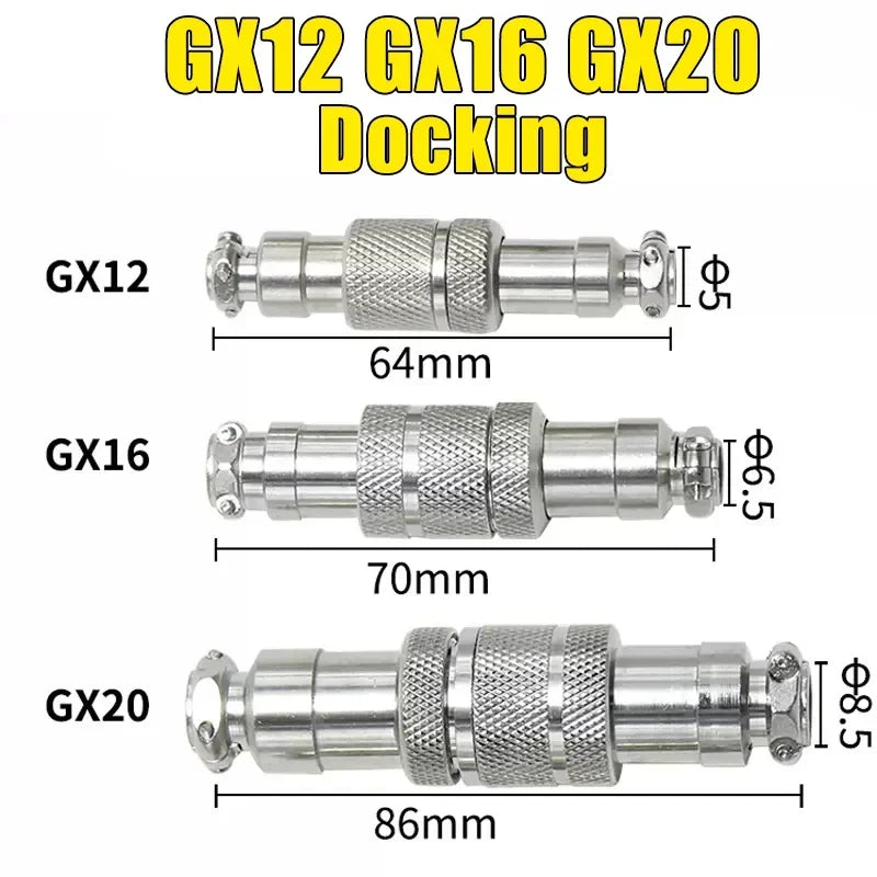 GX12 GX16 GX20 Aviation Connector Plug Socket Set, 2–15 Pin Male Female Circular Docking Connector for Electrical Equipment