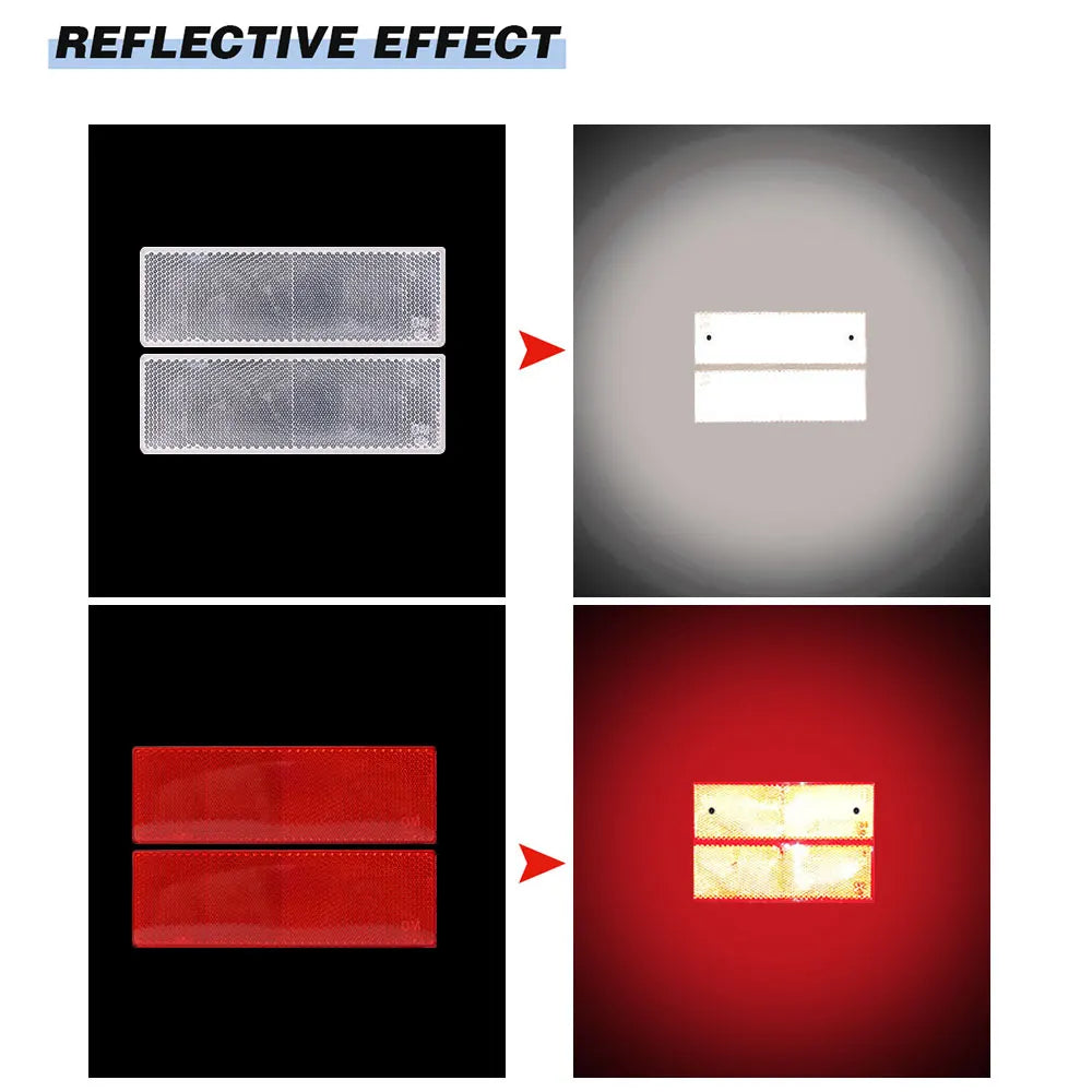 Truck Trailer Rectangle Plastic Reflector Reflective Tape Adhesive Auto Safety Night Warning Plate Stickers Car Accessories