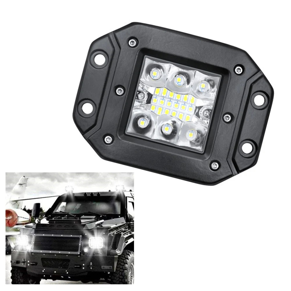 Car LED Work Light Flush Mount Bar OffRoad 12V 24V Spot Flood LED Light Bar LED Daytime Running Lights Car Tuning Accessories