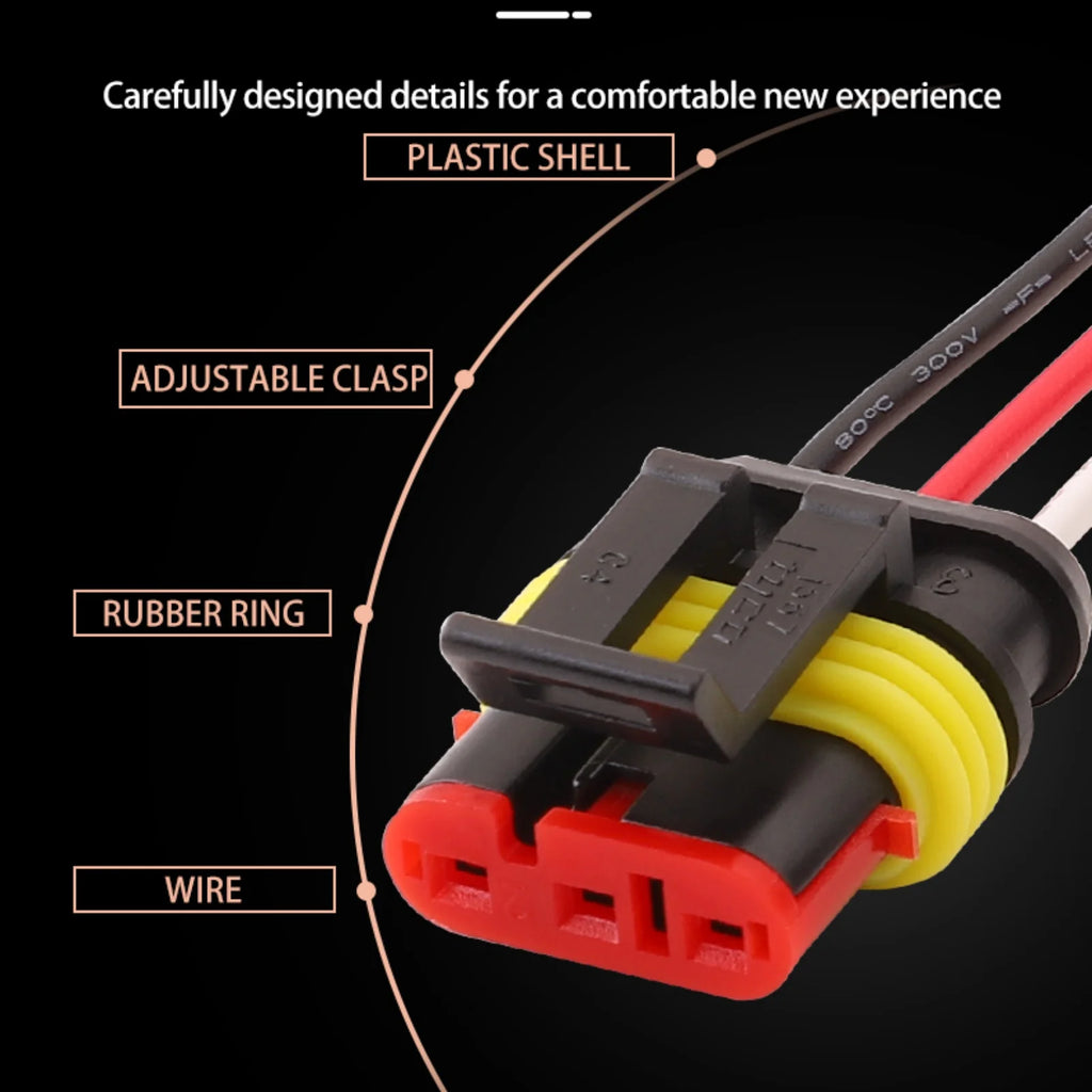 3-PIN Connector Waterproof 1.8mm Series Male Female Connectors Wiring Harness 282105-1 282087-1