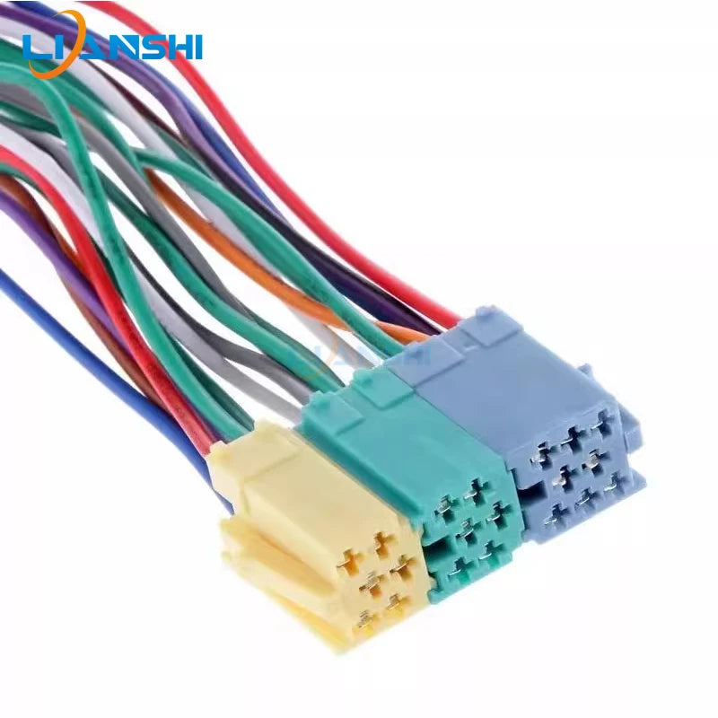 Volkswagen three-color plug navigation CD modification cable, rear reversing video and audio, AUX/USB signal tail cable, 20p pin