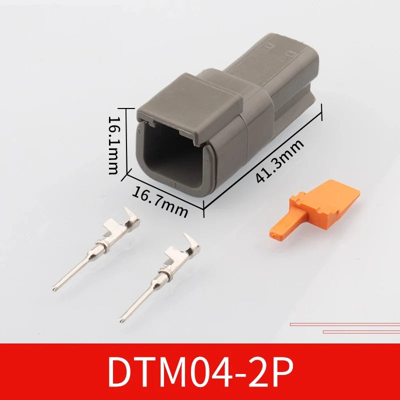 Automotive connector Dechi plug-in DTM06-2S male and female mating heavy truck wiring harness waterproof plug DTM04-2P