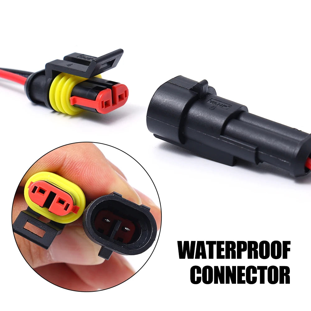 2 Pin Way Plug Waterproof Automotive Car Wire Electrical Connectors Plug with Wire for Car Motorcycle Scooter Marine 2/10pcs