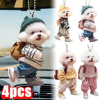 Creative Puppy Man Acrylic Creative Puppy Backpack Car Pendant Realistic Auto Rearview Mirror Ornament Car Interior Decoration