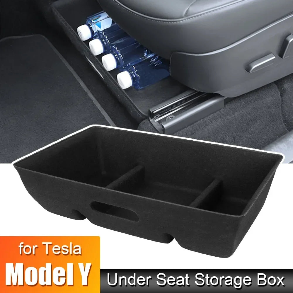 Spacious for Tesla Model Y Custom-Fit Storage Box Large Capacity Concealed Organizer with Premium Felt Sliding Drawer New Amagi