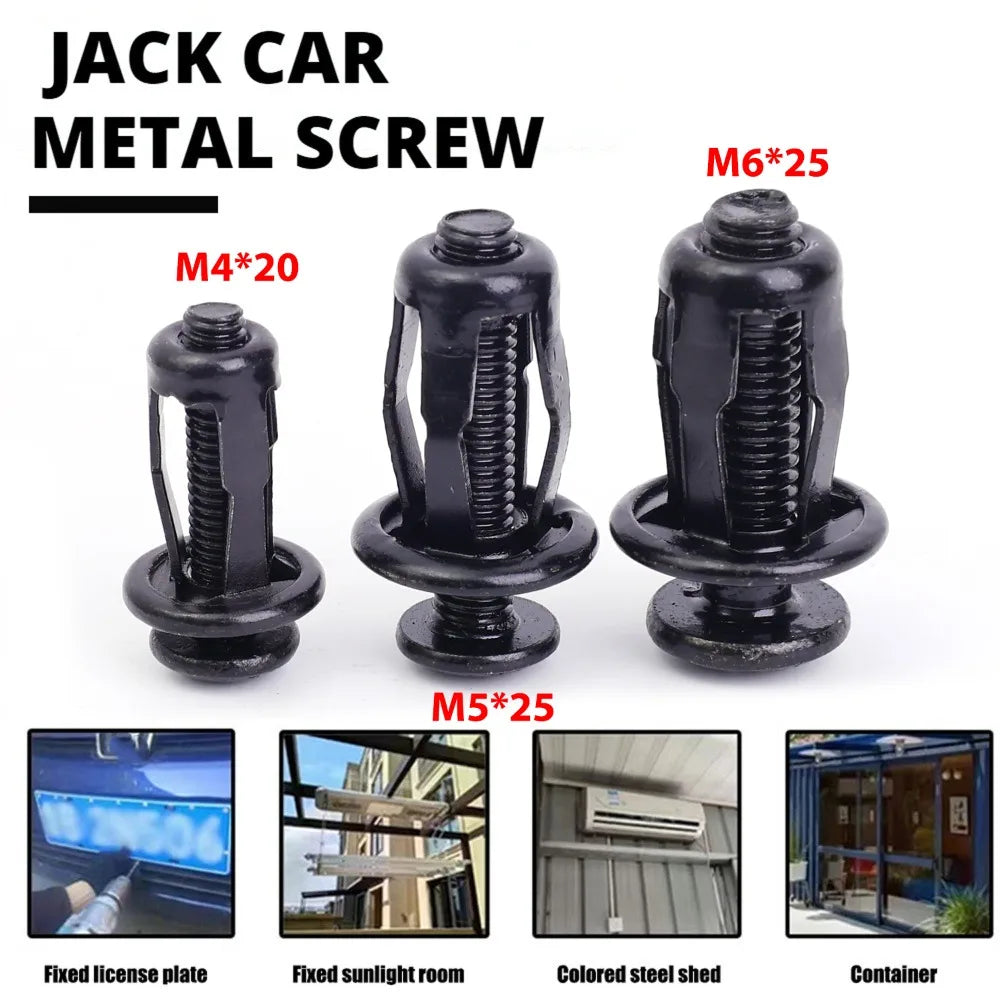 Universal Car License Plate Screws Mounting Kit M4 M5 M6 Auto Fastener Expansion Nuts Carbon Steel Black Bolts for Bumper Frame