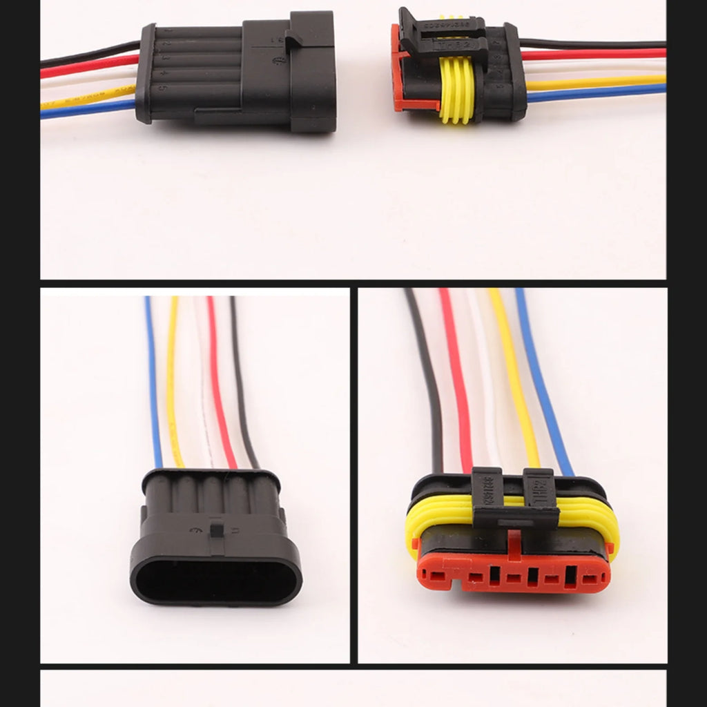 AMP 5-PIN Waterproof 1.8mm Male Female Connectors Plug Wire 18 AWG Harness For Car Motorcycle 282107-1 282089-1