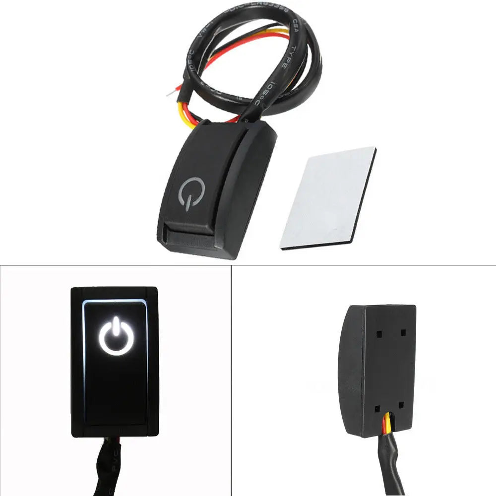 Car Push Button Latching Switch Plastic DC12V 200mA 2.4W LED Light Car Push Button Latching Turn ON/OFF Switch