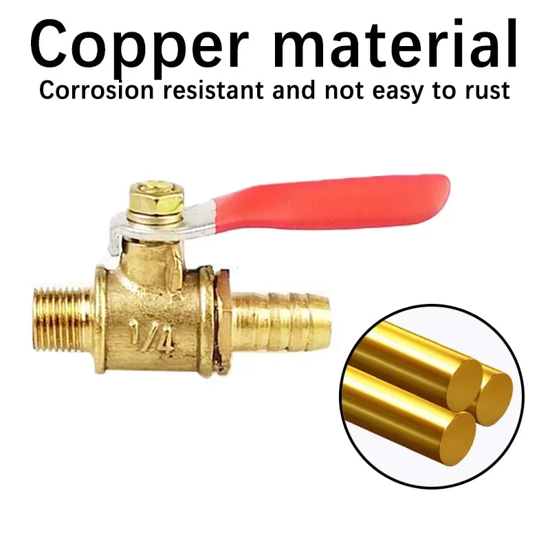 10PCS Ball Valve with 6-12mm Hose Barb and Male Thread Connectors (1/8'', 1/2'', 1/4'') for Copper Pipe Fitting Coupler Adapter