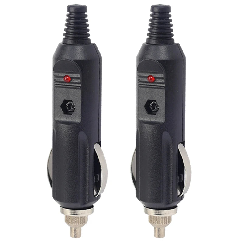 Car Cigarette Lighter Plug Male Adapter 12V 24V Replacement Connector LED Fused for Auto Truck RV Boat Power Supply Cable Head