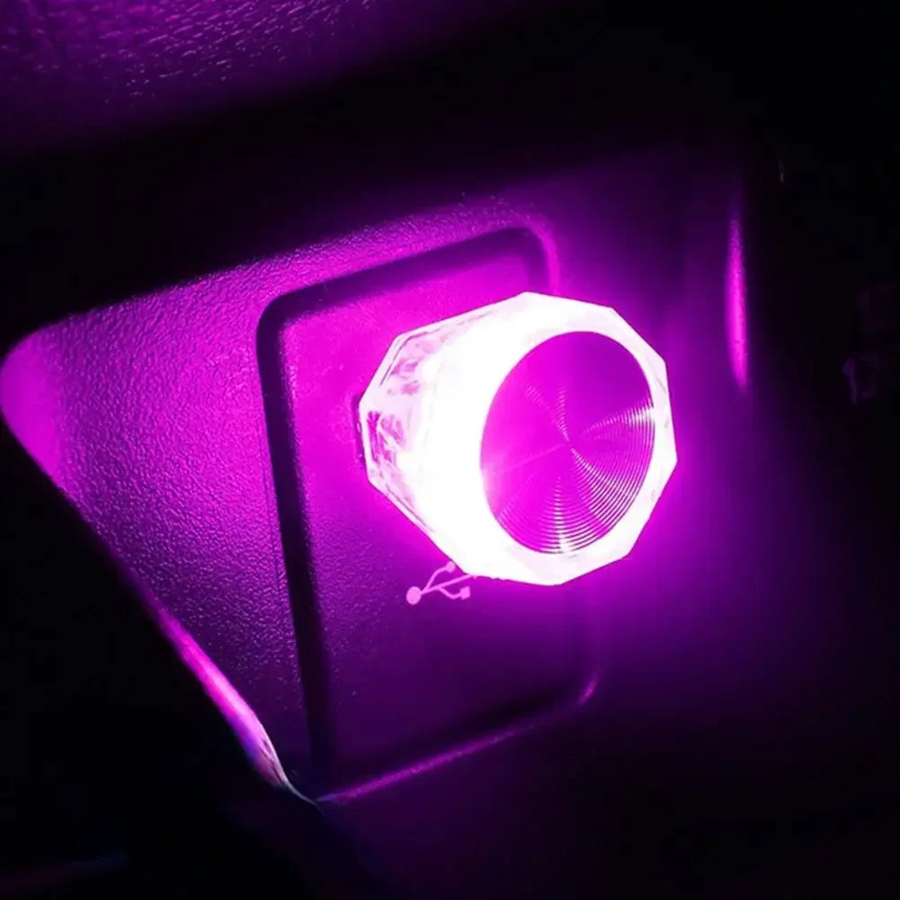 Car Cigarette Lighter USB Atmosphere Light LED Mini Colorful Night Light Wiring-Free Interior Lighting Supplies Accessories New