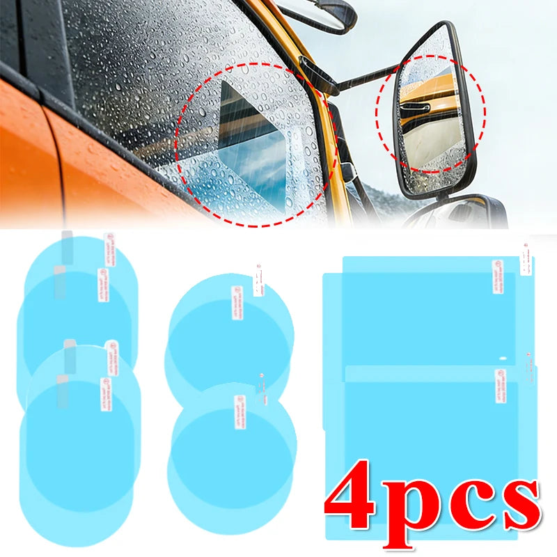 1-4PCS Car Side Window Rearview Rain Film Anti-Fog Rain-proof Car Window Mirror Waterproof Sticker Films Decals Rain Proof Films