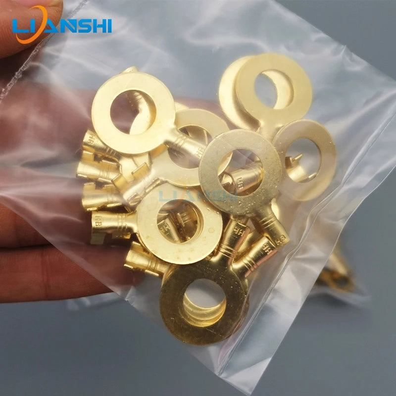 Round wiring plate, copper nose, OT terminal, pure copper H62, brass wiring nose, battery wire lugs, cold-pressed open nose