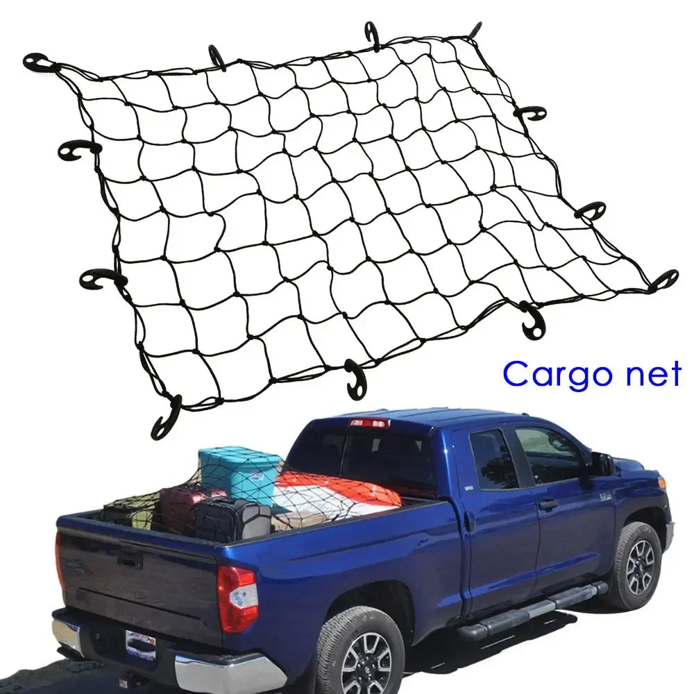 Car Heavy Duty Rubber Cargo Net Universal Fit for Truck Bed SUV Trailer Boat RV - Elastic Bungee with Superior Durability amagi